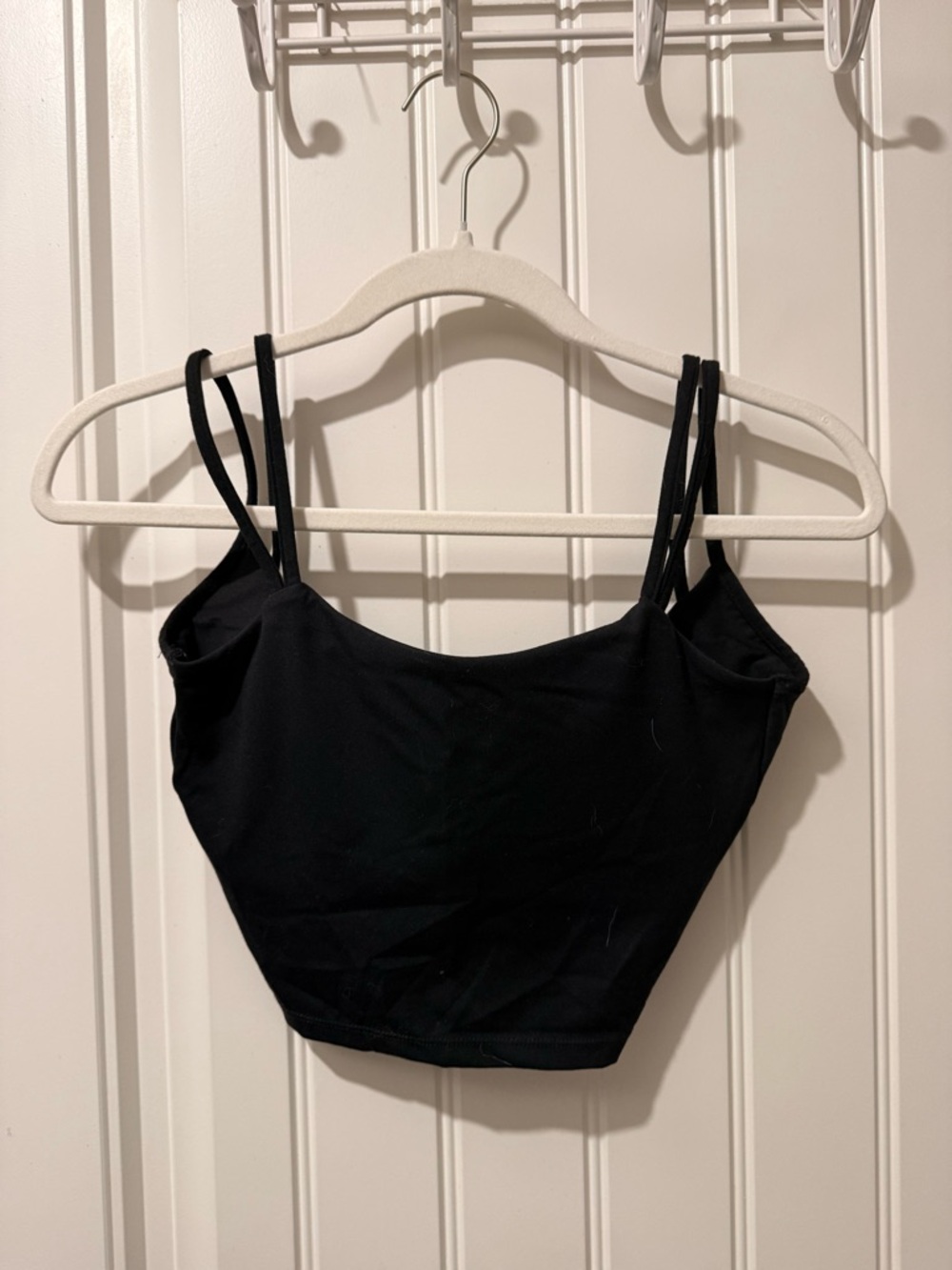 Black Double-Strap Cropped Tank Top